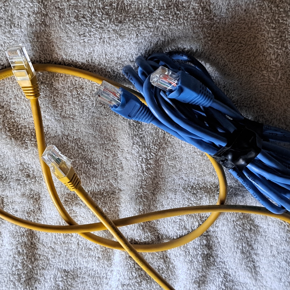 Yellow and Blue Ethernet Cables
